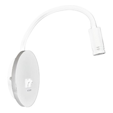 LED Flexibel vägglampa med USB BASE 1xLED/8W+1xLED/2W/230V vit/silver