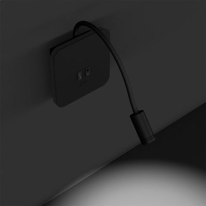 LED Flexibel wall liten lampa BASE 1xLED/8W+1xLED/2W/230V svart/silver