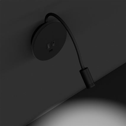 LED Flexibel wall liten lampa BASE 1xLED/8W+1xLED/2W/230V svart/silver