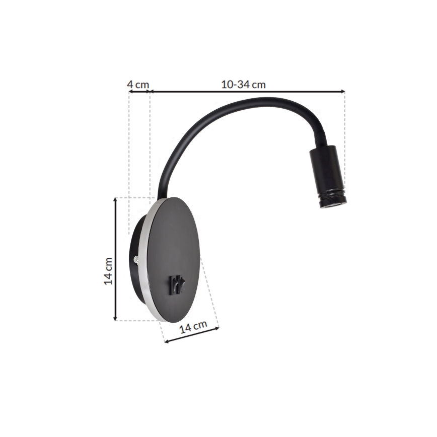 LED Flexibel wall liten lampa BASE 1xLED/8W+1xLED/2W/230V svart/silver