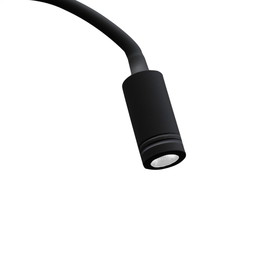 LED Flexibel wall liten lampa med USB BASE 1xLED/8W+1xLED/2W/230V svart