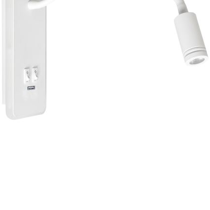 LED Flexibel wall liten lampa med USB BASE 1xLED/8W+1xLED/2W/230V vit