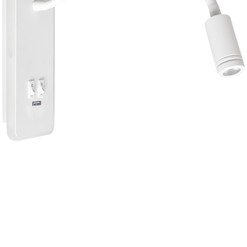 LED Flexibel wall liten lampa med USB BASE 1xLED/8W+1xLED/2W/230V vit
