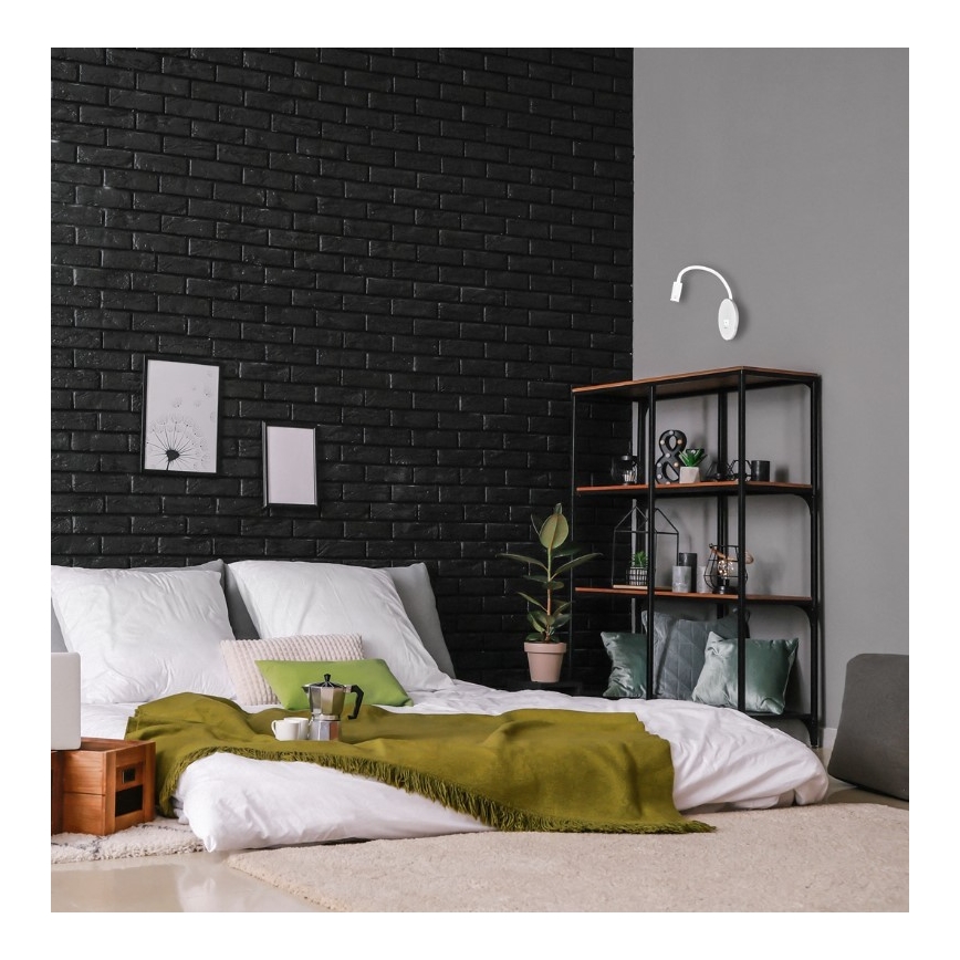 LED Flexibel wall liten lampa med USB BASE 1xLED/8W+1xLED/2W/230V vit/silver
