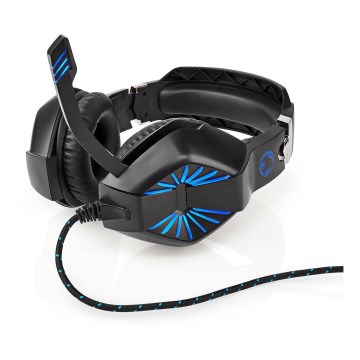 LED Gaminghörlurar med mikrofon svart/blå