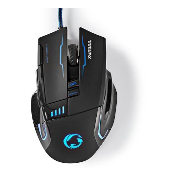 LED Gamingmus 800/1600/2400/4000 DPI 8 knappar svart