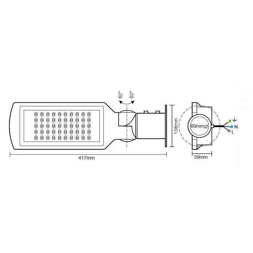 LED gatulampa LED/50W/170-400V IP65