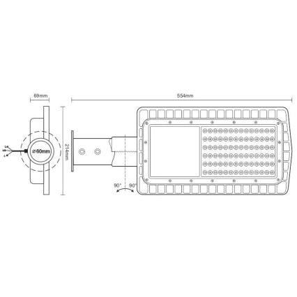 LED gatulampa LED/60W/230V 5000K IP65
