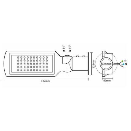 LED gatulampa med en sensor LED/50W/170-400V IP65