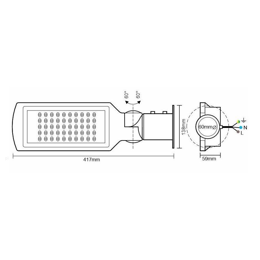 LED gatulampa med en sensor LED/50W/170-400V IP65