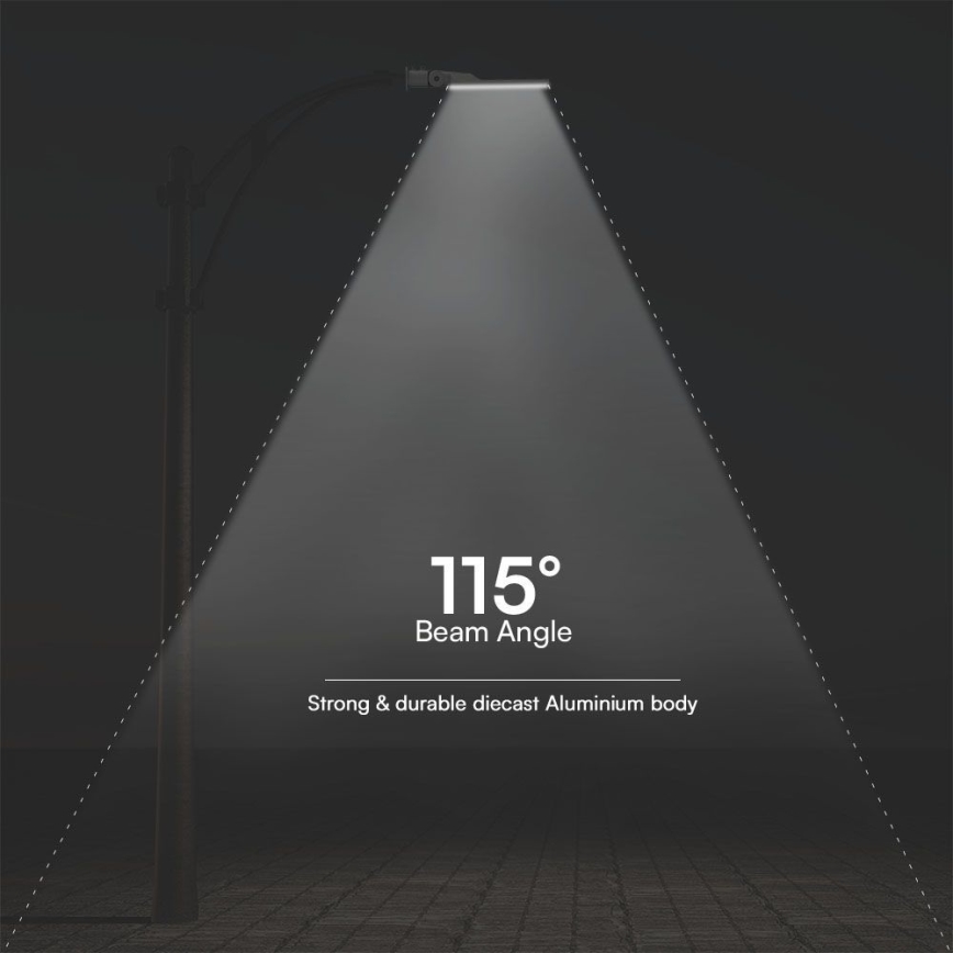 LED gatulampa med skymningssensor SAMSUNG CHIP LED/100W/230V 4000K IP65 grå