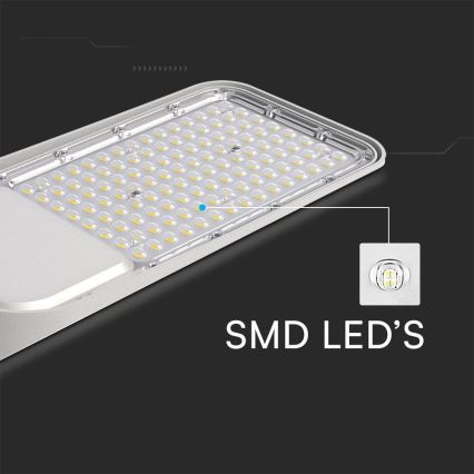 LED gatulampa med skymningssensor SAMSUNG CHIP LED/100W/230V 4000K IP65 grå