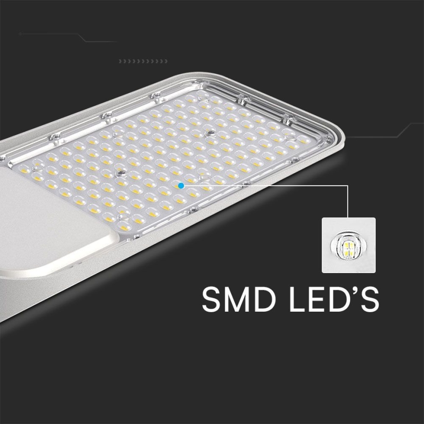 LED gatulampa med skymningssensor SAMSUNG CHIP LED/100W/230V 4000K IP65 grå
