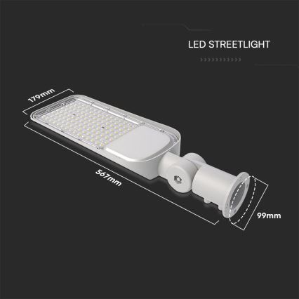 LED gatulampa med skymningssensor SAMSUNG CHIP LED/100W/230V 4000K IP65 grå