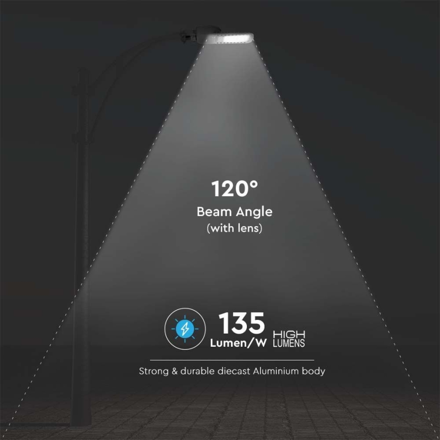 LED gatulampa SAMSUNG CHIP LED/50W/230V 6500K grå
