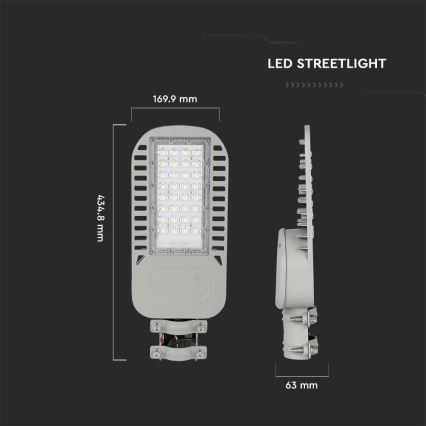 LED gatulampa SAMSUNG CHIP LED/50W/230V 6500K grå