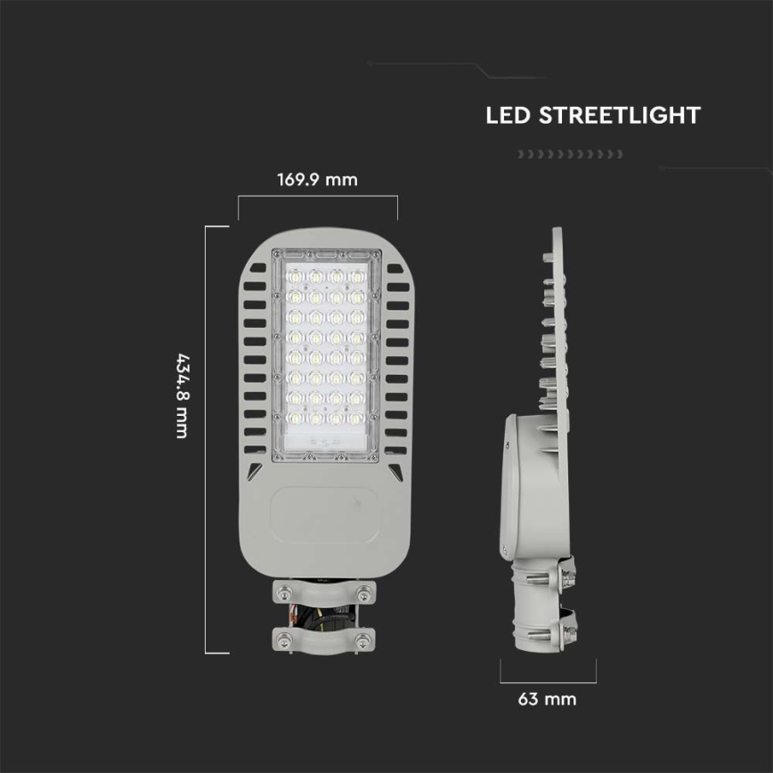 LED gatulampa SAMSUNG CHIP LED/50W/230V 6500K grå