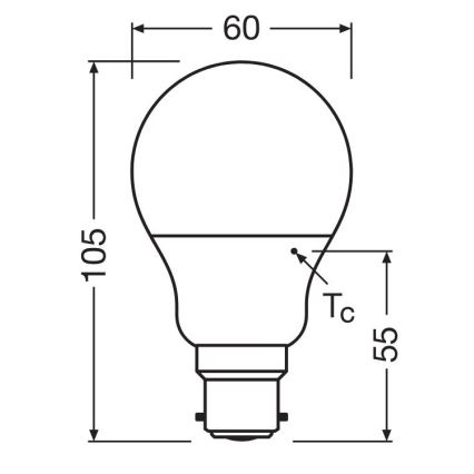 LED glödlampa A60 B22d/8,5W/230V 2700K - Osram
