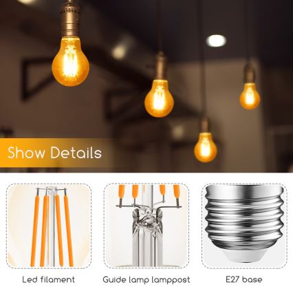 LED glödlampa A60 E27/4W/230V 2200K - Aigostar