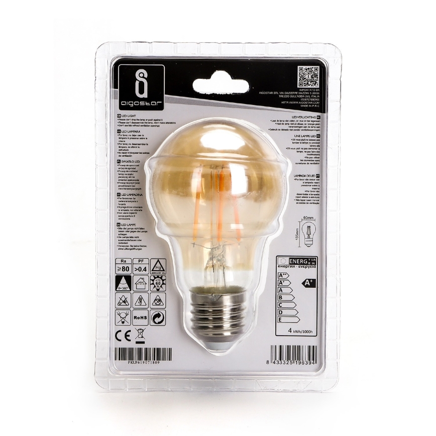 LED glödlampa A60 E27/4W/230V 2200K - Aigostar