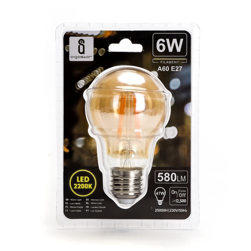 LED glödlampa A60 E27/6W/230V 2200K - Aigostar
