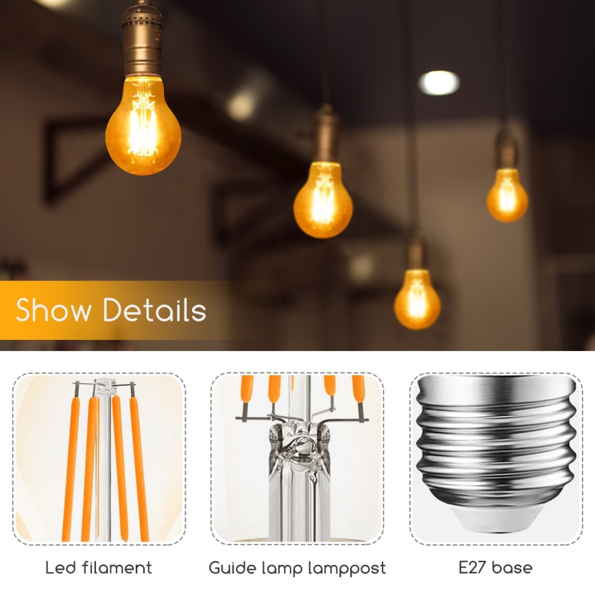 LED Glödlampa A60 E27/8W/230V 2200K - Aigostar