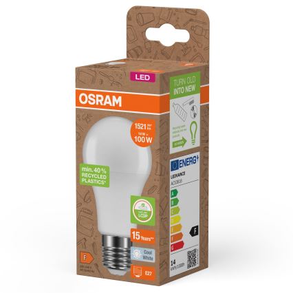 LED Glödlampa av återvunnen plast A100 E27/14W/230V 4000K - Osram