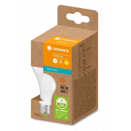 LED Glödlampa av återvunnen plast A60 E27/8,5W/230V 2700K - Ledvance