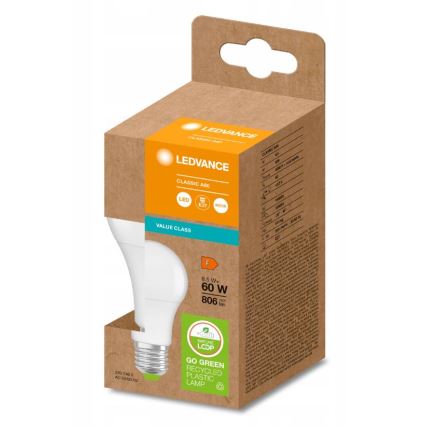LED Glödlampa av återvunnen plast A60 E27/8,5W/230V 4000K - Ledvance