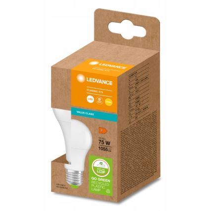 LED Glödlampa av återvunnen plast E27/10W/230V 2700K - Ledvance