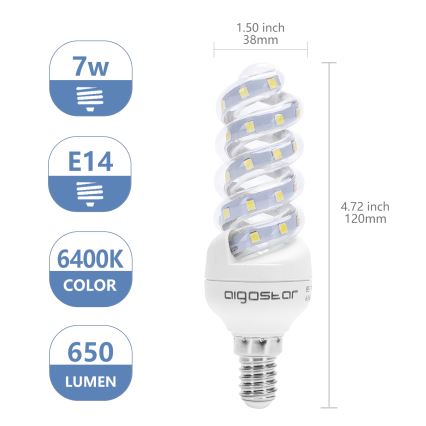 LED glödlampa E14/7W/230V 6500K - Aigostar