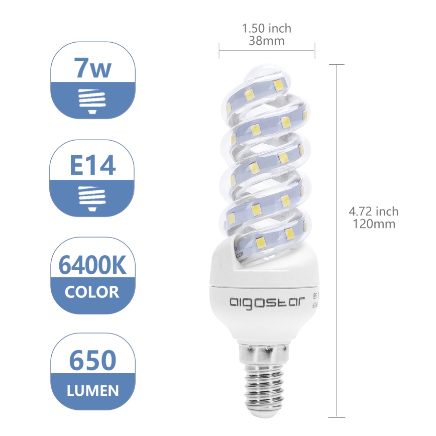 LED glödlampa E14/7W/230V 6500K - Aigostar