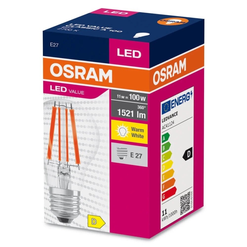 LED glödlampa FILAMENT A100 E27/11W/230V 2700K - Osram