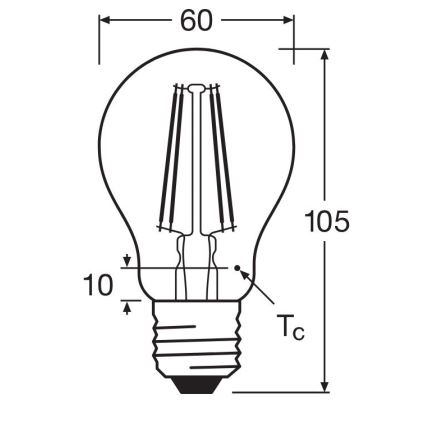 LED glödlampa FILAMENT A60 E27/6,5W/230V 4000K - Osram