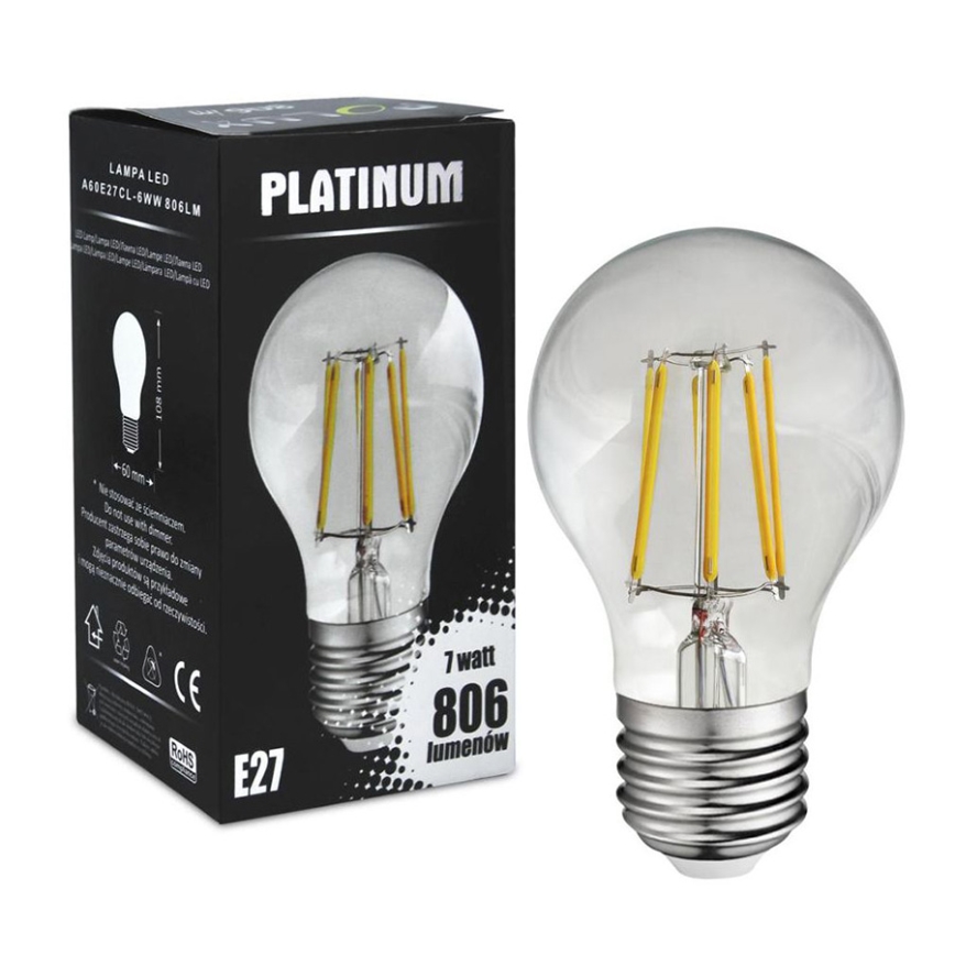 LED glödlampa FILAMENT A60 E27/7W/230V 3000K