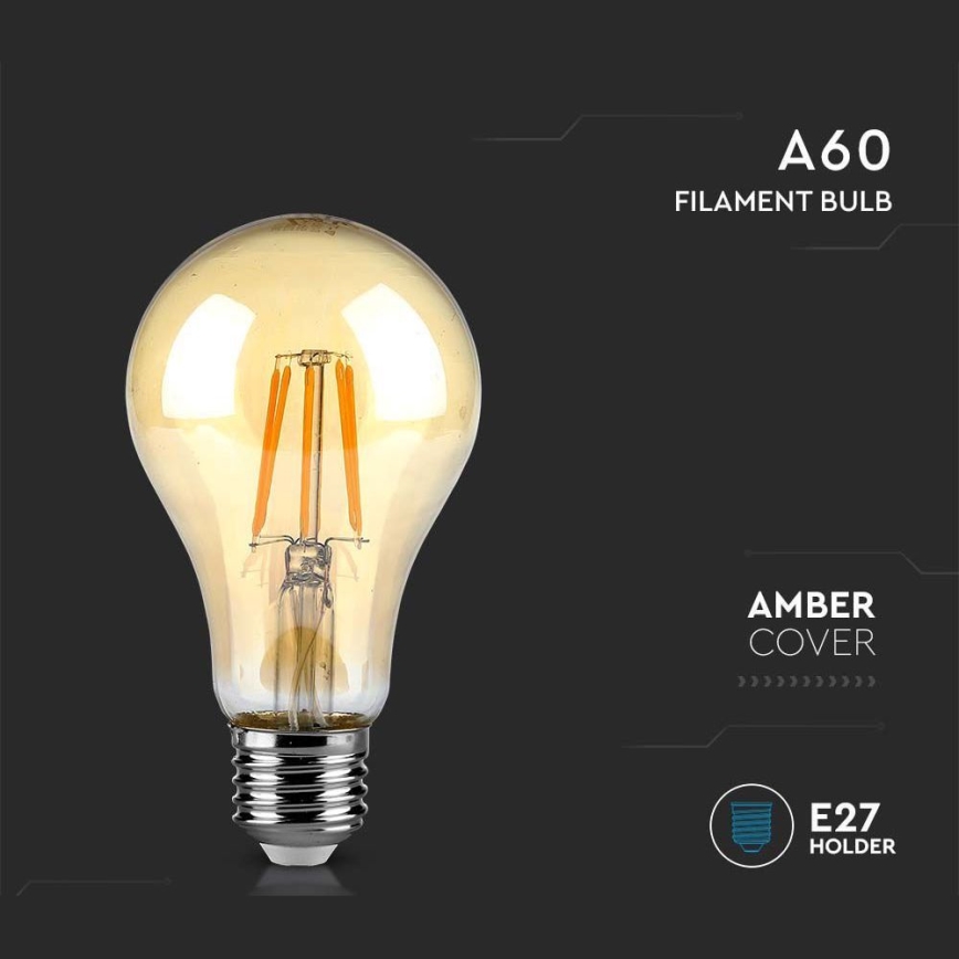 LED glödlampa FILAMENT AMBER A67 E27/10W/230V 2200K