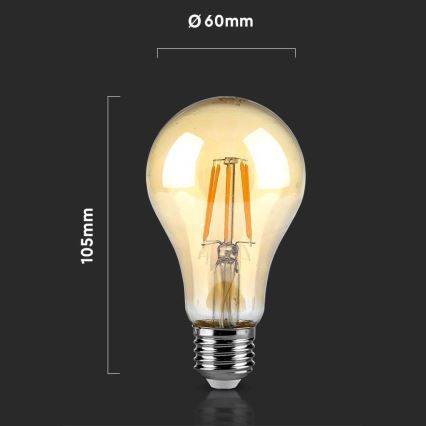 LED glödlampa FILAMENT AMBER A67 E27/10W/230V 2200K