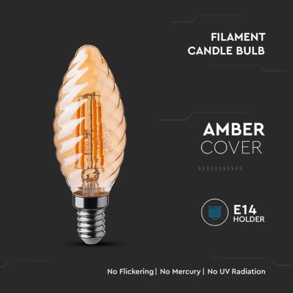 LED glödlampa FILAMENT AMBER E14/4W/230V 2200K