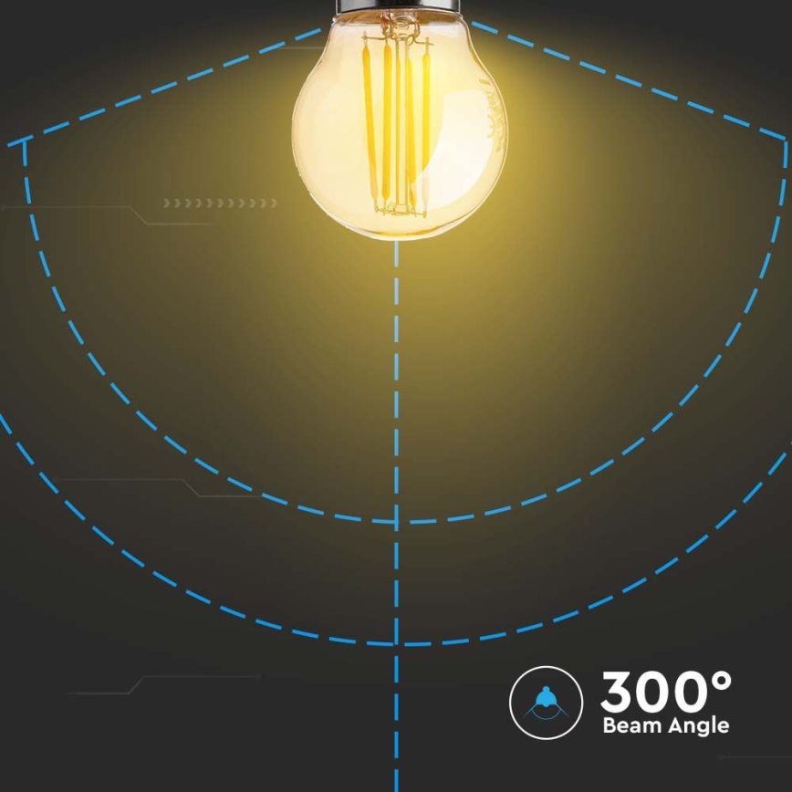 LED glödlampa FILAMENT AMBER G45 E27/4W/230V 2200K