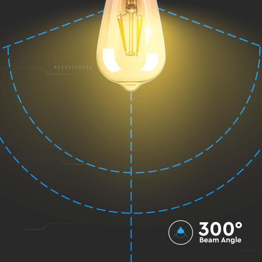LED glödlampa FILAMENT AMBER ST64 E27/8W/230V 2200K