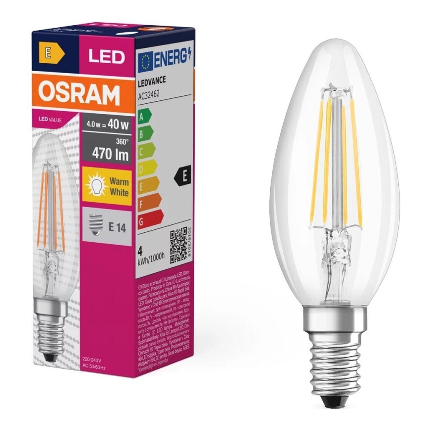 LED glödlampa FILAMENT B40 E14/4W/230V 2700K - Osram
