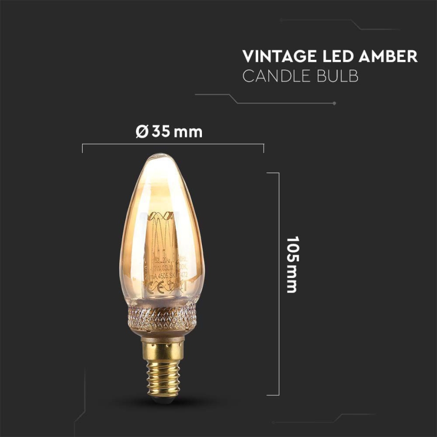 LED glödlampa FILAMENT E14/2W/230V 1800K Art Edition