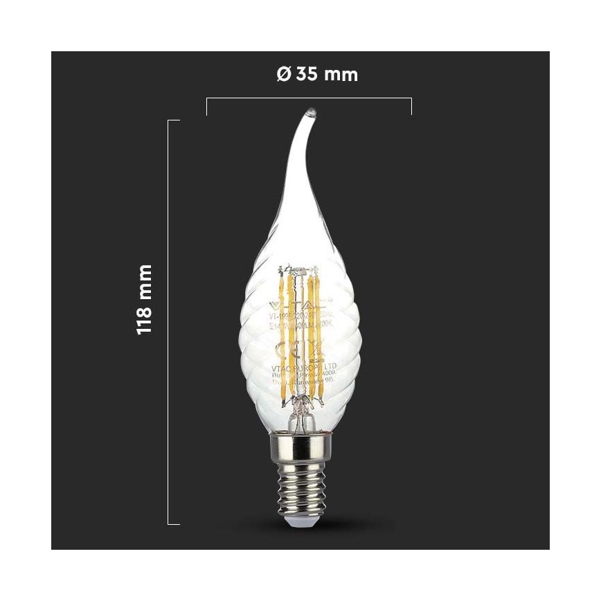 LED glödlampa FILAMENT E14/4W/230V 3000K