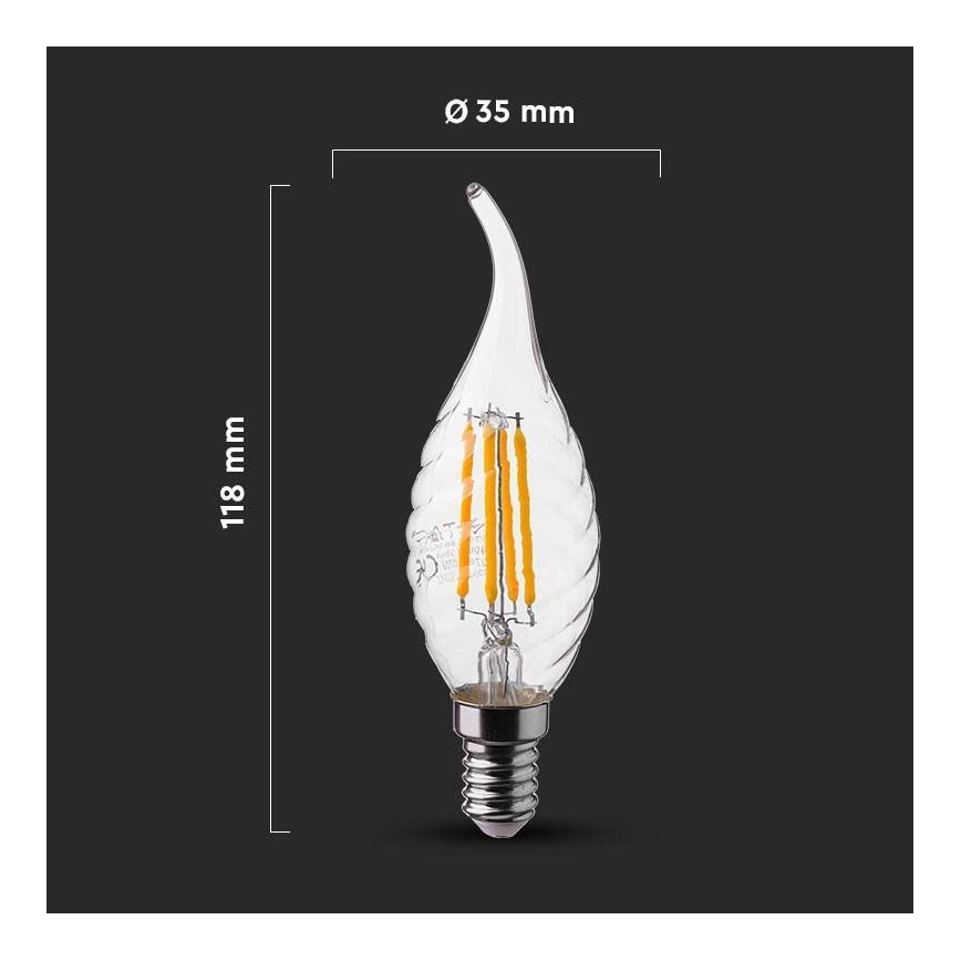 LED glödlampa FILAMENT E14/4W/230V 4000K