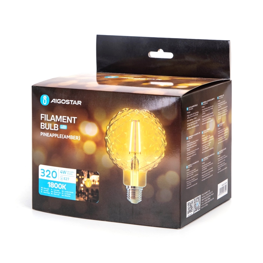 LED glödlampa FILAMENT E27/4W/230V 1800K ananas - Aigostar