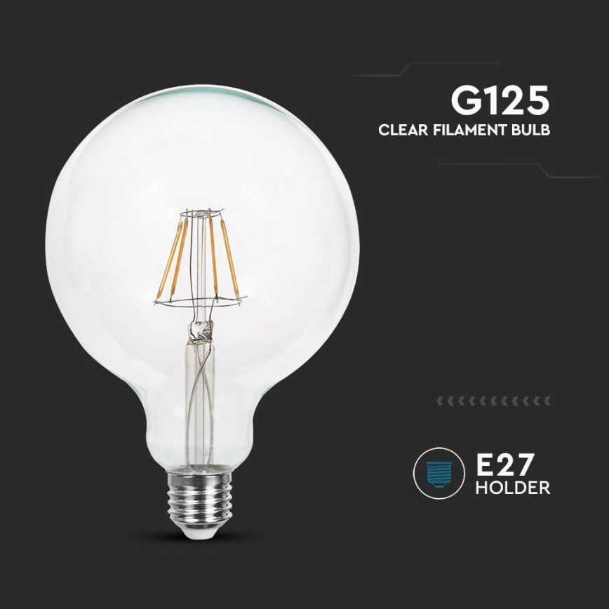 LED glödlampa FILAMENT G125 E27/10W/230V 4000K