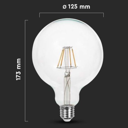 LED glödlampa FILAMENT G125 E27/10W/230V 6400K