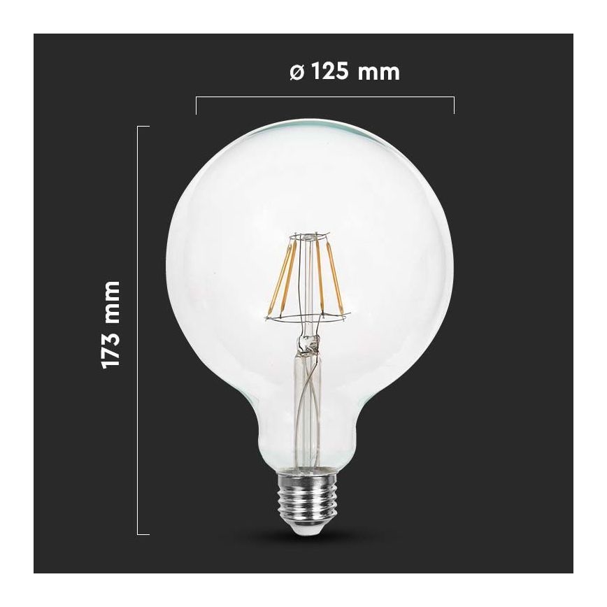 LED glödlampa FILAMENT G125 E27/12W/230V 3000K