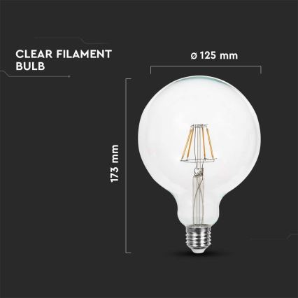 LED glödlampa FILAMENT G125 E27/12W/230V 4000K