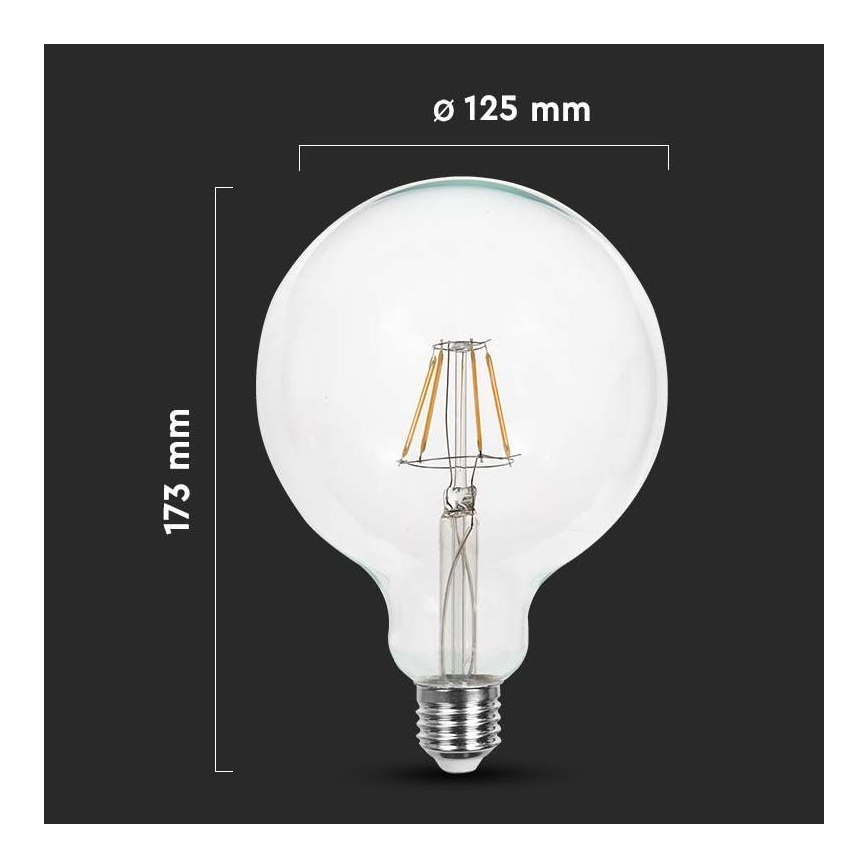 LED glödlampa FILAMENT G125 E27/12W/230V 6500K